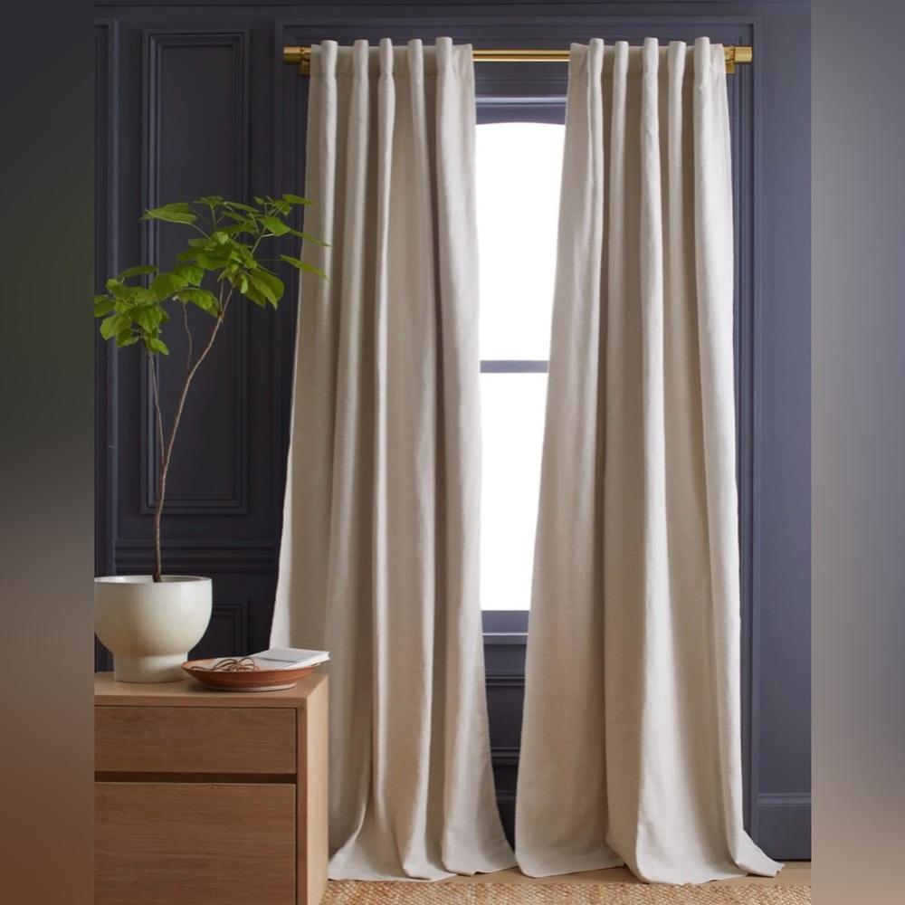 Quince Cotton Slub Blackout Curtain Natural Canvas Color 48x84